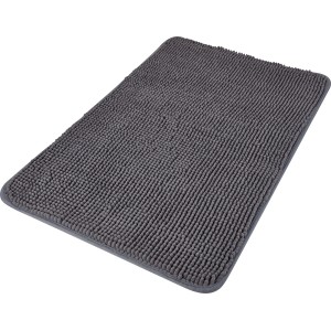 Dunkelgraue baliv Badematte (50x80 cm) aus Polyester mit Noppenstruktur.