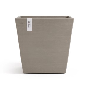 Ecopots Pflanztopf Rotterdam, braungrau, 45,4x44cm, quadratisch, für Innen- und Außenbereich.