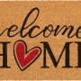 Fußmatte Kokos Welcome Home, 40x60 cm. Naturfaser mit "Welcome Home" Schriftzug und rotem Herz.