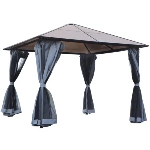 Outsunny Pavillon Metall Polyester Seitenteilen PC Grau 300L x 300B x 265H cm