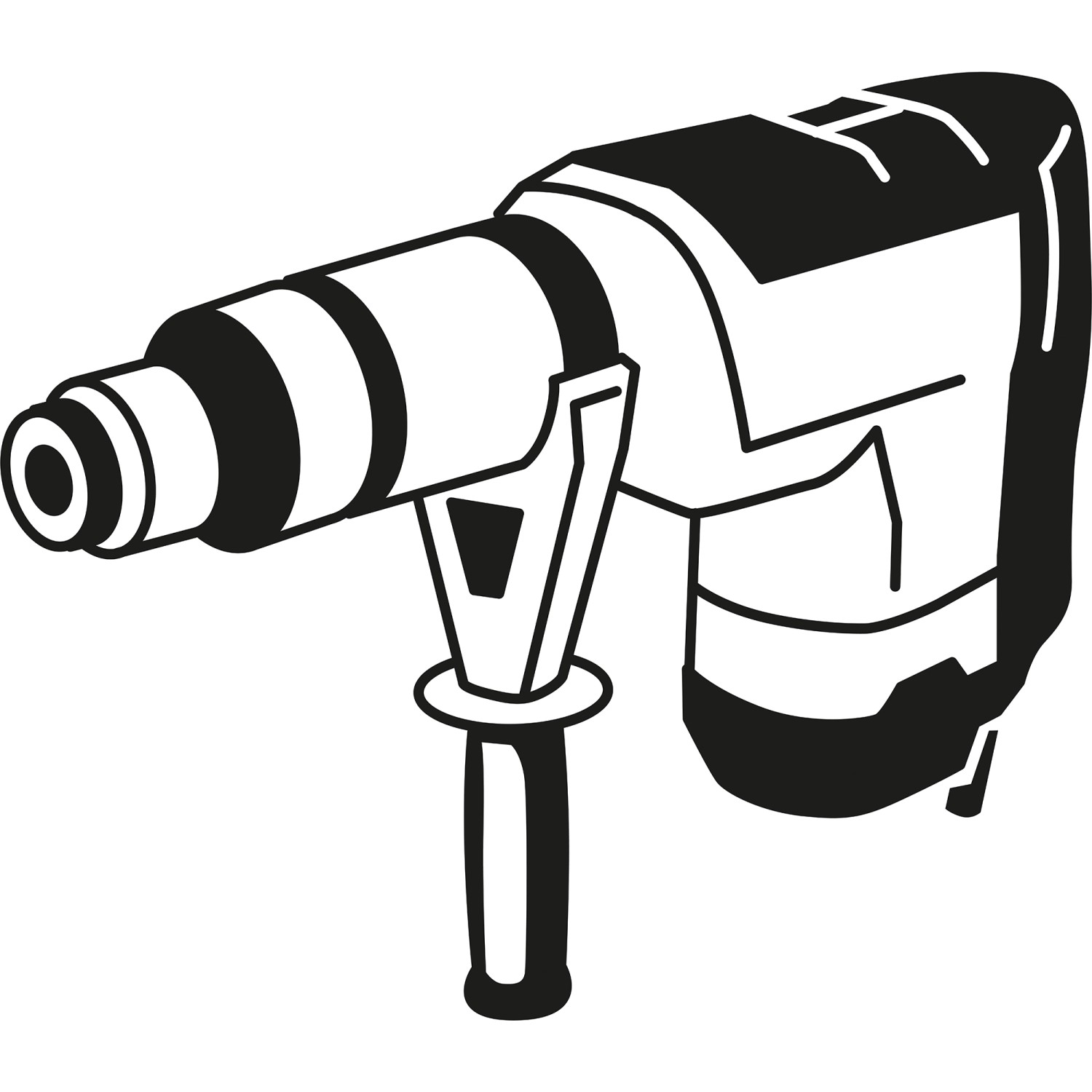 Schwarz-weiße Illustration eines Bosch Hammerbohrers SDS Plus-3.