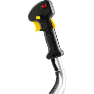 Detailaufnahme: Griff der Texas Benzin-Motorsense BCU33S mit Bedienelementen.