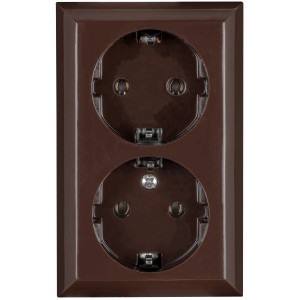 REV Ritter PlanoLuxe 2-fach Steckdose in Braun für Aufputzmontage.