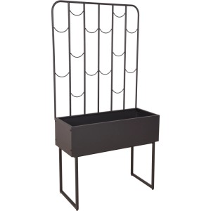 Anthrazitfarbenes Garden Pleasure Hochbeet Stella mit Rankgerüst, 60x30x74 cm.