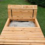 Holz Sandkasten Donald 140x140 cm mit klappbarer Abdeckung als Sitzbank.