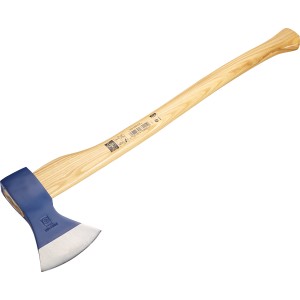 LUX-TOOLS Holzaxt Comfort, 70 cm, 1,25 kg, mit Eschenstiel und blauem Axtkopf.