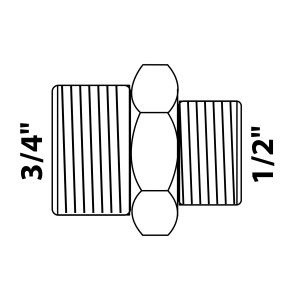 Kirchhoff Reduzier-Doppelnippel, Chrom, 26,4 mm (3/4 AG) x 21 mm (1/2 AG).