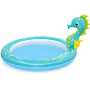 Bestway Kinderplanschbecken Seepferdchen, rundes, blaues Becken mit Seepferdchen-Design.