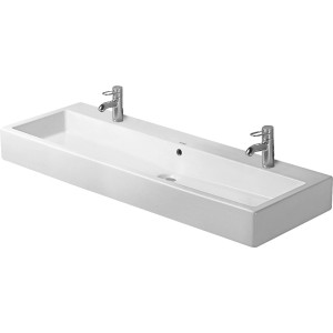 Weißes Duravit Einbauwaschbecken Vero, 120 cm mit Hahnloch und WonderGliss Beschichtung.
