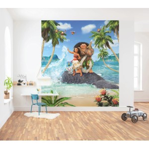 Komar Vliesfototapete Moana Beach (250x280cm) mit Moana, Maui und Pua am Strand.