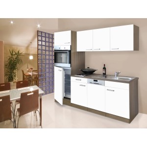 Respekta Küchenzeile KB205EYWC 205 cm Weiß Eiche York