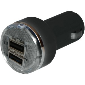 Eufab Dual USB Ladeadapter für Autoelektrik, zum Laden von Smartphone und Tablet im Auto.