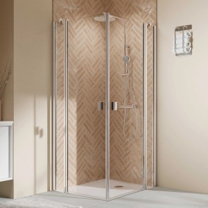 Breuer Duschkabine Elana 2.0 Eckeinstieg Drehtür mit Festteil Chrom 200 x 80 cm