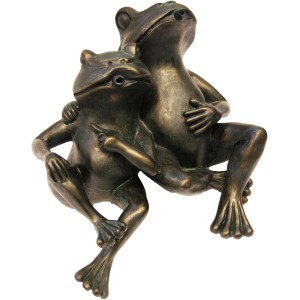 Ubbink Wasserspeier: Zwei bronzefarbene Frösche als Teichdeko, 22 cm hoch.