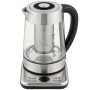 HOMCOM Wasserkocher aus Glas und Edelstahl, silber, 1,7L, mit Teefilter und Temperaturwahl. Modernes Haushaltsgerät.