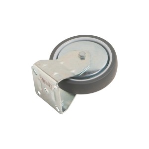 Apparaterolle mit Platte, Ø 100 mm, 60 kg Traglast, Gummirad und verzinktem Stahlgehäuse.