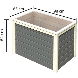 Karibu Hochbeet, 98x65 cm, terragrau, aus Fichte, mit Maßen. Ideal für Garten & Gemüseanbau.