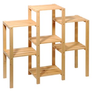 Blumenregal aus Kiefernholz mit 7 Ablagen für Garten und Balkon.