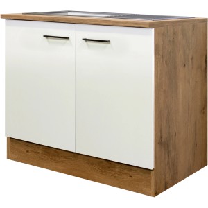 Flex-Well Exclusiv Spülenunterschrank Vintea 100 cm Magnolie matt - Lancelot Oak
