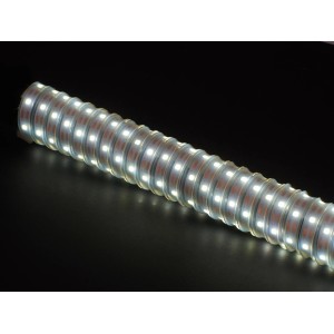 Transparentes Solar-Flexband mit kaltweißen LEDs, ideal als Solar-Lichterkette für Balkon und Garten.