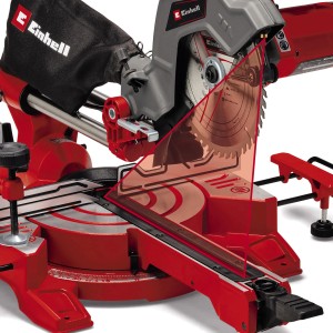 Einhell Zug-Kapp-Gehrungssäge TC-SM 216, rot/grau, mit Laser für präzise Schnitte.