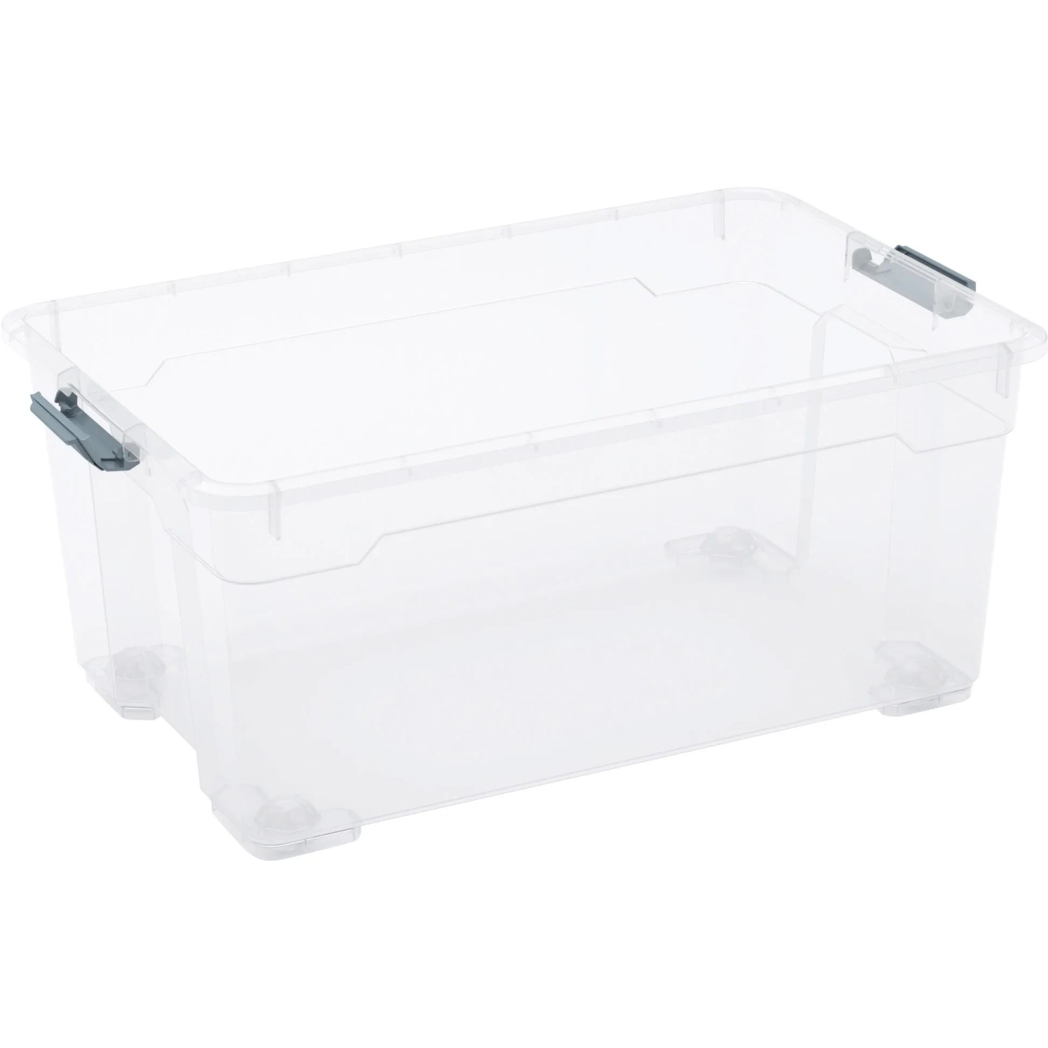 Transparente OBI Allzweckbox Cadiz L mit Rollen, 58x27x38cm, zur Aufbewahrung und zum Transport.