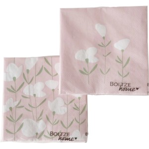 Boltze Servietten Annabel, 20 Stück, rosa mit Blumenmuster.