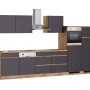 Moderne Held Möbel Küchenzeile Turin, 360 cm, Graphit-Wotaneiche Optik mit E-Geräten.