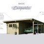 Karibu Doppelcarport Eco mit Auto. Holzcarport mit Flachdach und Abstellraum.