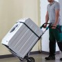 Wolfcraft Sackkarre TS 1500 klappbar mit Waschmaschine im Einsatz.