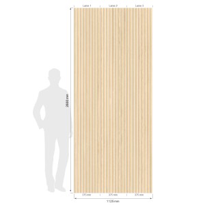 Grosfillex Wandpaneel Element 3D Linio Ash Light, Dekor-Paneel mit Holz- und Filzdekor, 260x37,5 cm.