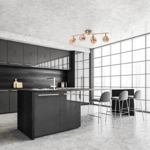 Näve Spot-Deckenleuchte Libby, 4-flammig, Messingoptik mit amberfarbenen Gläsern.