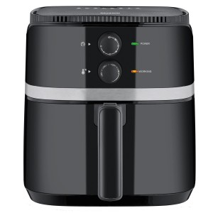Schwarze Severin Heißluftfritteuse FR 2452 mit Timer und Temperaturregler.