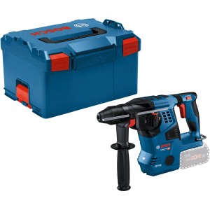 Bosch Professional Akku-Bohrhammer GBH 18 V-28 C mit L-Boxx, Zusatzhandgriff und Akku.