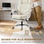 Beiger HOMCOM Bürostuhl aus Kunstleder mit Fußstütze, PU-Rädern und 360°-Drehung, sicher für alle Böden.