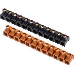 2er-Set Dosenklemmen, 12-polig, 2,5 mm Durchmesser, in Schwarz und Braun.