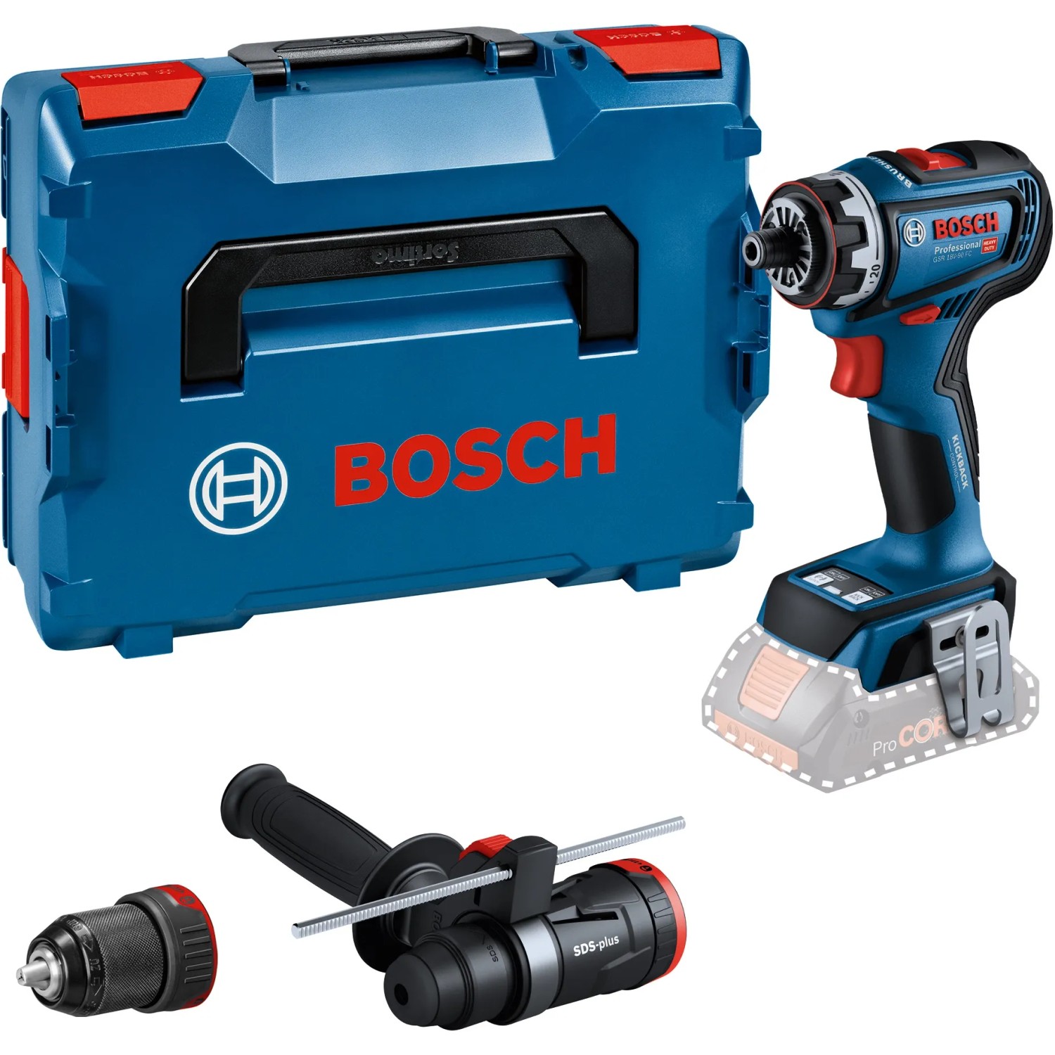 Bosch Professional GSR 18 V-90 FC Akku-Bohrschrauber mit Zubehör und Transportkoffer.