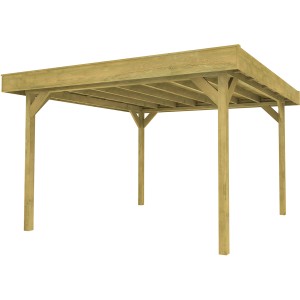 Weka Gartenlaube 657 aus naturbelassenem Holz mit Flachdach, 262x262 cm.