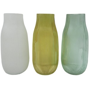 Boltze Vase Rilena, 20cm, verschiedene Farben. Dekorative Glasvasen mit Rillenmuster.