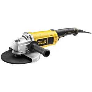 Stanley FatMax Winkelschleifer FME841, 2200 W, 230 mm. Gelb-schwarzer Schleifer mit Trennscheibe und Zusatzgriff.
