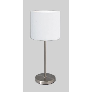 Näve Tischleuchte New York in Weiß-Chrom: Nachttischlampe mit Textilschirm.