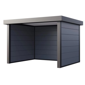 Heller, grauer Pavillon Singolo, 358x298 cm, aus robustem Stahl. Ideal für Garten und Terrasse.
