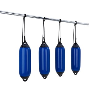Seilflechter Marine Fendersatz, 4 blaue Fender mit Leine für Boot-Zubehör.