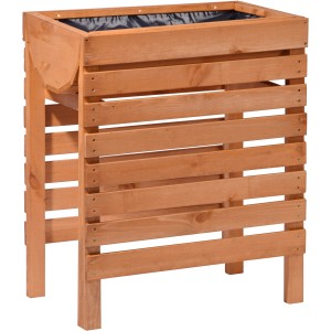 Bernsteinfarbenes Dobar Hochbeet aus Holz, 71x36x58 cm, mit Pflanzfolie für Garten und Balkon.