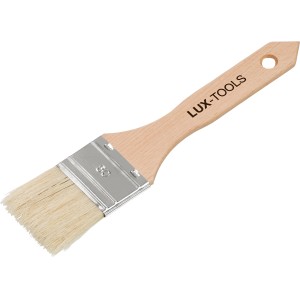 LUX Ausbesserungspinsel, 50 mm breit, mit hellem Holzgriff und Kunstborsten.