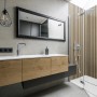 Badezimmer mit Grosfillex Wandverkleidung Element 3D Optik Linio Ash als Dekor-Paneele.