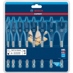 Bosch Flachfräsbohrer Set Expert Self Cut Speed, 8-teilig (12-32mm) im Blister