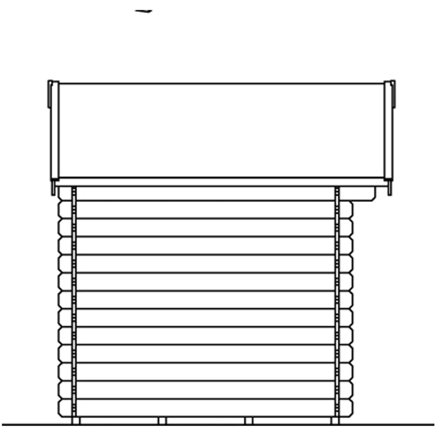 Illustration: Skan Holz Gartenhaus Palma 1, 250x200 cm, unbehandeltes Holz, Blockbohlenbauweise.