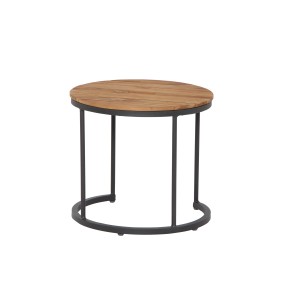 Runder, brauner Siena Garden Gartentisch (50x50 cm) mit Teakholz-Tischplatte und robustem Aluminiumgestell.