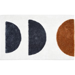 Schöner Wohnen Badteppich Barbados mit Halbkreisen in Grau und Braun, 60x90 cm.